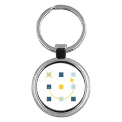 Plaid Arrow Yellow Blue Key Key Chains (round) 