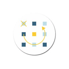 Plaid Arrow Yellow Blue Key Magnet 3  (round) by Mariart