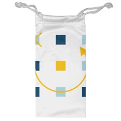 Plaid Arrow Yellow Blue Key Jewelry Bag by Mariart