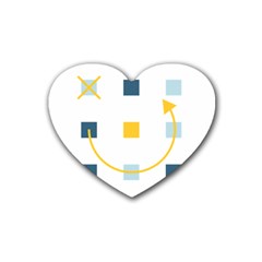 Plaid Arrow Yellow Blue Key Heart Coaster (4 Pack) 