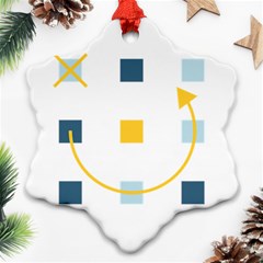 Plaid Arrow Yellow Blue Key Snowflake Ornament (two Sides) by Mariart