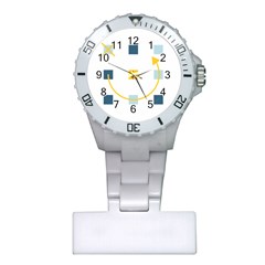 Plaid Arrow Yellow Blue Key Plastic Nurses Watch by Mariart