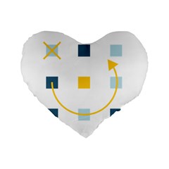 Plaid Arrow Yellow Blue Key Standard 16  Premium Flano Heart Shape Cushions by Mariart