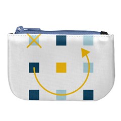 Plaid Arrow Yellow Blue Key Large Coin Purse by Mariart