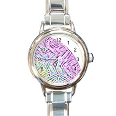 Japanese Name Circle Purple Yellow Green Red Blue Color Rainbow Round Italian Charm Watch