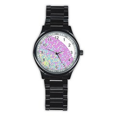 Japanese Name Circle Purple Yellow Green Red Blue Color Rainbow Stainless Steel Round Watch