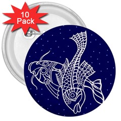 Pisces Zodiac Star 3  Buttons (10 Pack) 