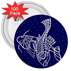 Pisces Zodiac Star 3  Buttons (100 Pack)  by Mariart