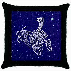 Pisces Zodiac Star Throw Pillow Case (black)