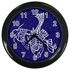 Pisces Zodiac Star Wall Clocks (black) by Mariart