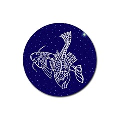 Pisces Zodiac Star Rubber Round Coaster (4 Pack) 