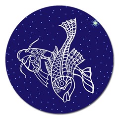 Pisces Zodiac Star Magnet 5  (round) by Mariart