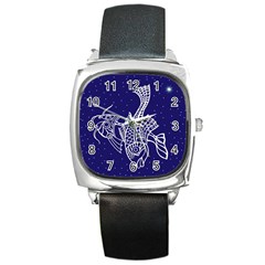 Pisces Zodiac Star Square Metal Watch by Mariart