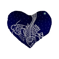 Pisces Zodiac Star Standard 16  Premium Heart Shape Cushions