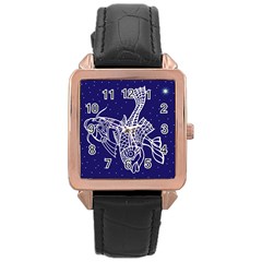 Pisces Zodiac Star Rose Gold Leather Watch  by Mariart