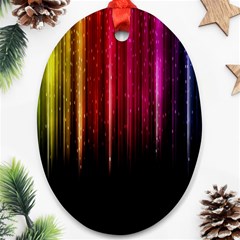 Rain Color Rainbow Line Light Green Red Blue Gold Ornament (oval)