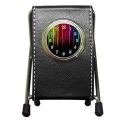 Rain Color Rainbow Line Light Green Red Blue Gold Pen Holder Desk Clocks by Mariart