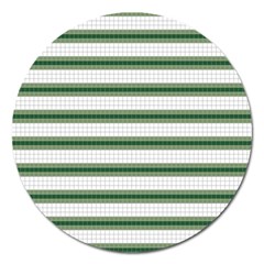 Plaid Line Green Line Horizontal Magnet 5  (round) by Mariart