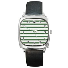 Plaid Line Green Line Horizontal Square Metal Watch by Mariart