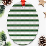 Plaid Line Green Line Horizontal Oval Ornament (Two Sides) Front