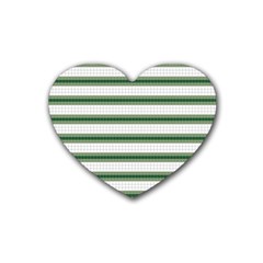 Plaid Line Green Line Horizontal Heart Coaster (4 Pack)  by Mariart