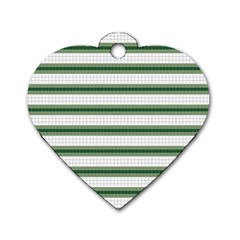 Plaid Line Green Line Horizontal Dog Tag Heart (one Side)