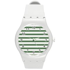 Plaid Line Green Line Horizontal Round Plastic Sport Watch (m) by Mariart