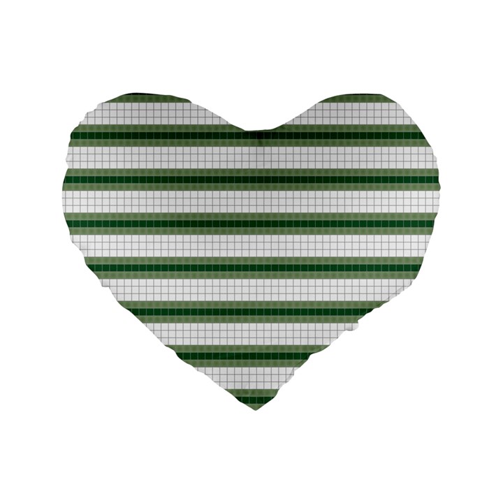 Plaid Line Green Line Horizontal Standard 16  Premium Heart Shape Cushions