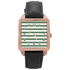 Plaid Line Green Line Horizontal Rose Gold Leather Watch  by Mariart