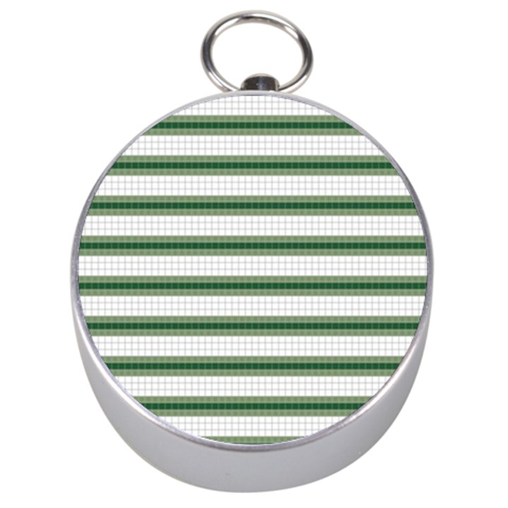 Plaid Line Green Line Horizontal Silver Compasses