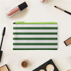 Plaid Line Green Line Horizontal Cosmetic Bag (xs) by Mariart