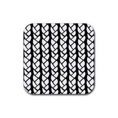 Ropes White Black Line Rubber Coaster (square)  by Mariart