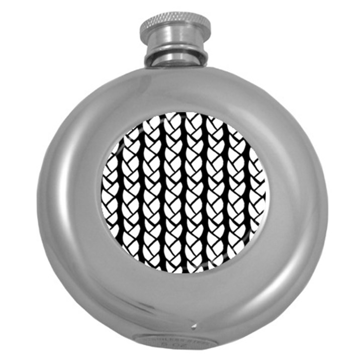 Ropes White Black Line Round Hip Flask (5 oz)