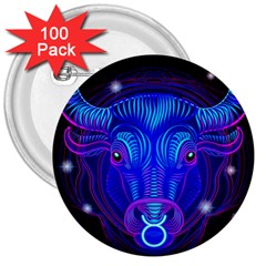 Sign Taurus Zodiac 3  Buttons (100 Pack)  by Mariart