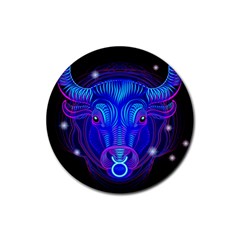 Sign Taurus Zodiac Rubber Coaster (round)  by Mariart