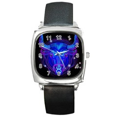 Sign Taurus Zodiac Square Metal Watch by Mariart