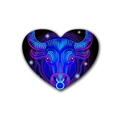 Sign Taurus Zodiac Rubber Coaster (heart)  by Mariart