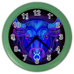 Sign Taurus Zodiac Color Wall Clocks by Mariart