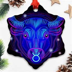 Sign Taurus Zodiac Snowflake Ornament (two Sides) by Mariart