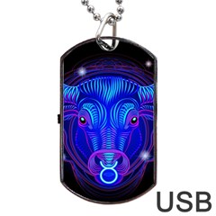 Sign Taurus Zodiac Dog Tag Usb Flash (one Side) by Mariart