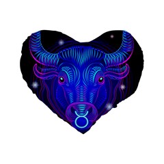 Sign Taurus Zodiac Standard 16  Premium Flano Heart Shape Cushions by Mariart