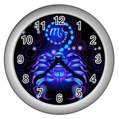 Sign Scorpio Zodiac Wall Clocks (silver)  by Mariart