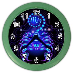 Sign Scorpio Zodiac Color Wall Clocks by Mariart