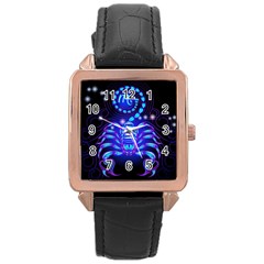 Sign Scorpio Zodiac Rose Gold Leather Watch  by Mariart