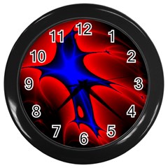 Space Red Blue Black Line Light Wall Clocks (black) by Mariart