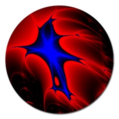 Space Red Blue Black Line Light Magnet 5  (round)