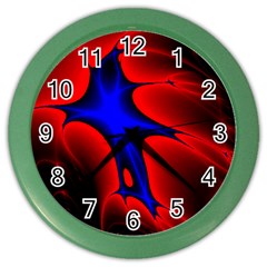 Space Red Blue Black Line Light Color Wall Clocks by Mariart