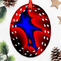 Space Red Blue Black Line Light Ornament (oval Filigree) by Mariart