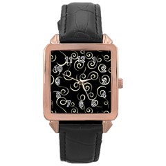 Pattern Rose Gold Leather Watch 