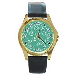 Pattern Round Gold Metal Watch by ValentinaDesign